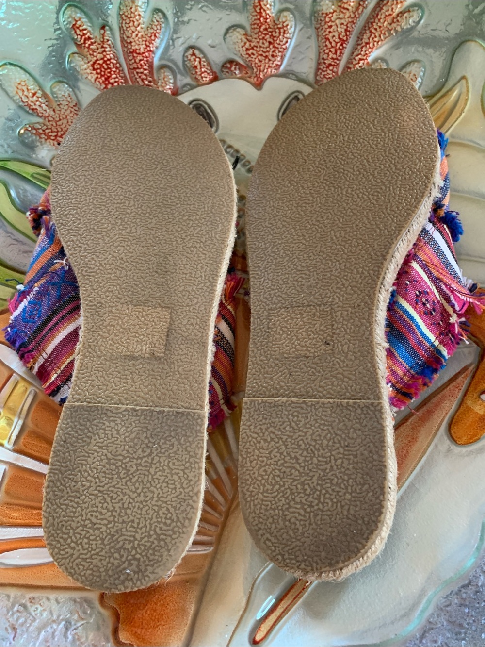 Minnetonka Multicolor Striped Frayed Slide Sandals Size 8 - Picture 6 of 6
